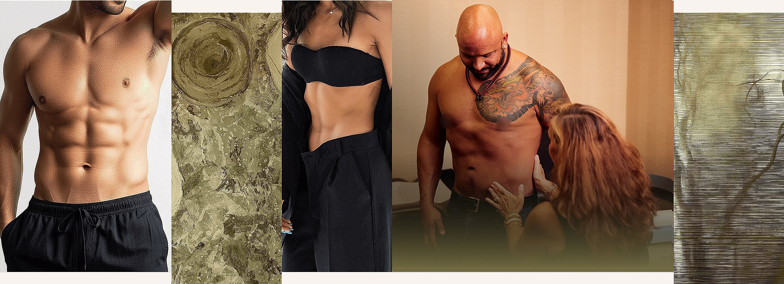 Fitness and wellness imagery featuring diverse bodies.