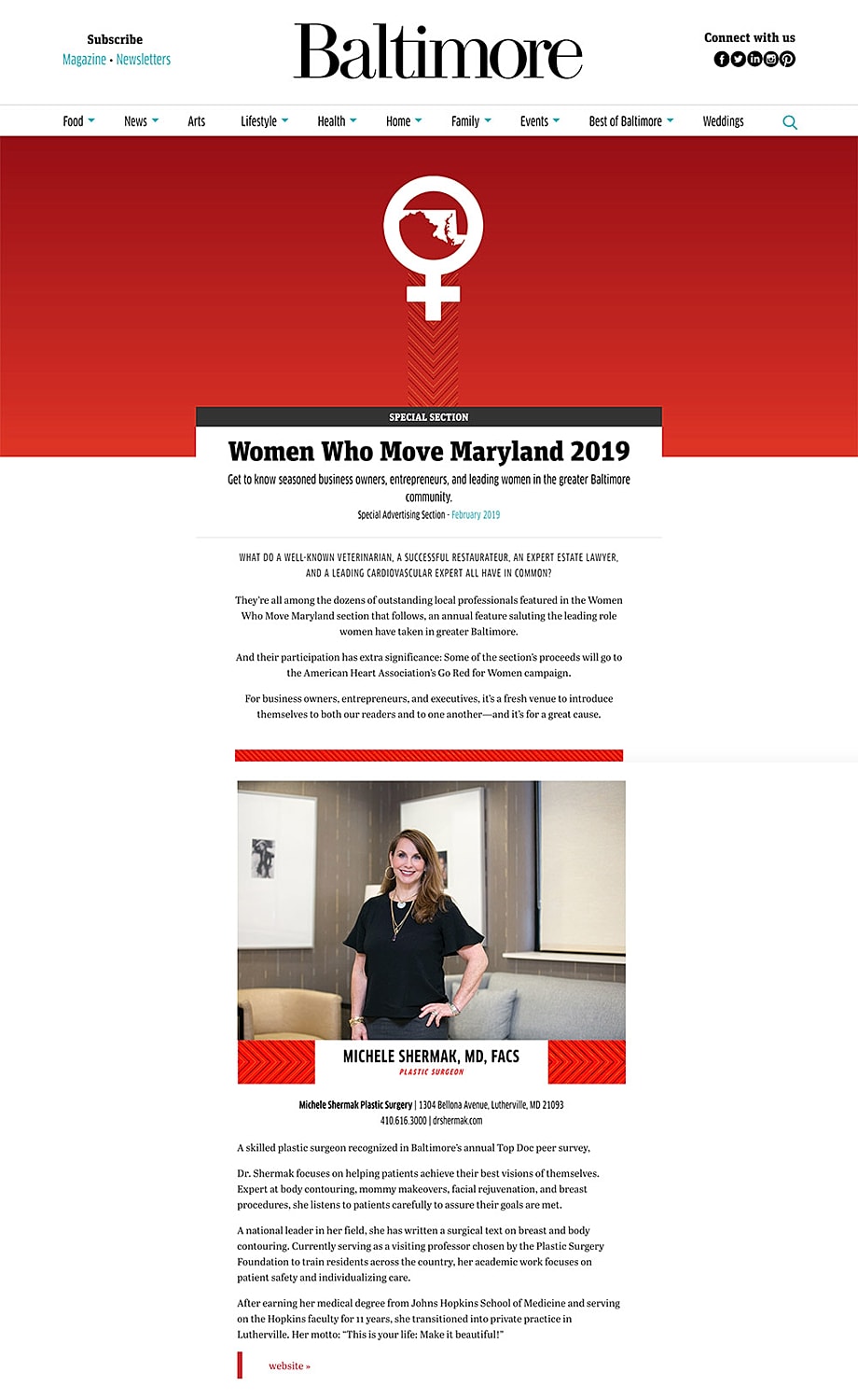 Michele Shermak, leading plastic surgeon in Maryland.