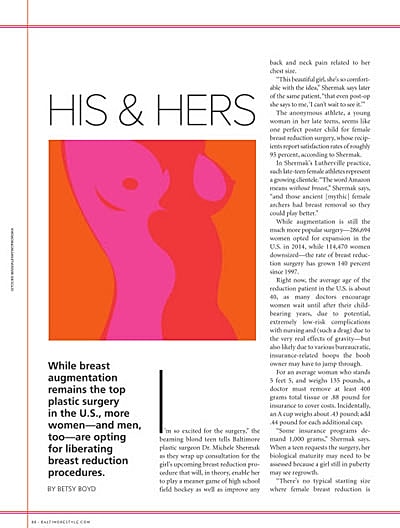 Article on breast reduction surgery perspectives.