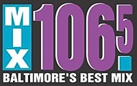 MIX 106.5 logo with tagline Baltimore's Best Mix