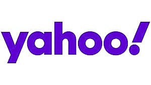 Yahoo logo in purple font.