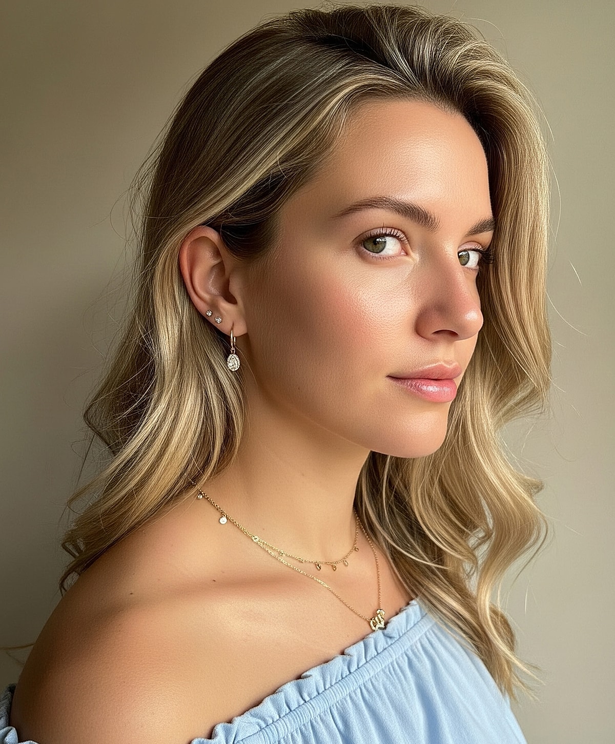 Model in brown swimwear posing confidently.