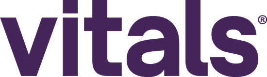 Vitals logo in purple text
