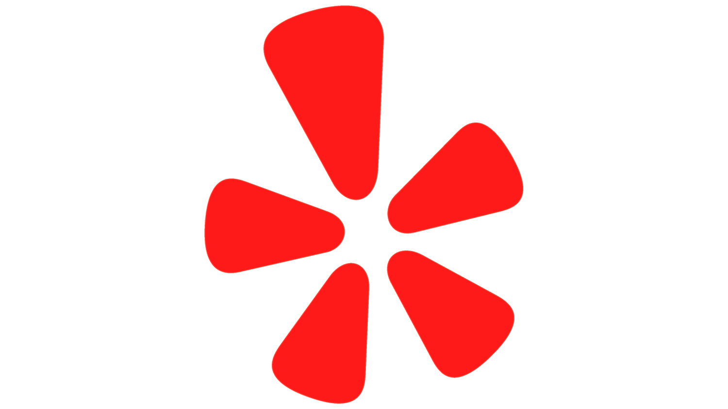 Red starburst logo on black background